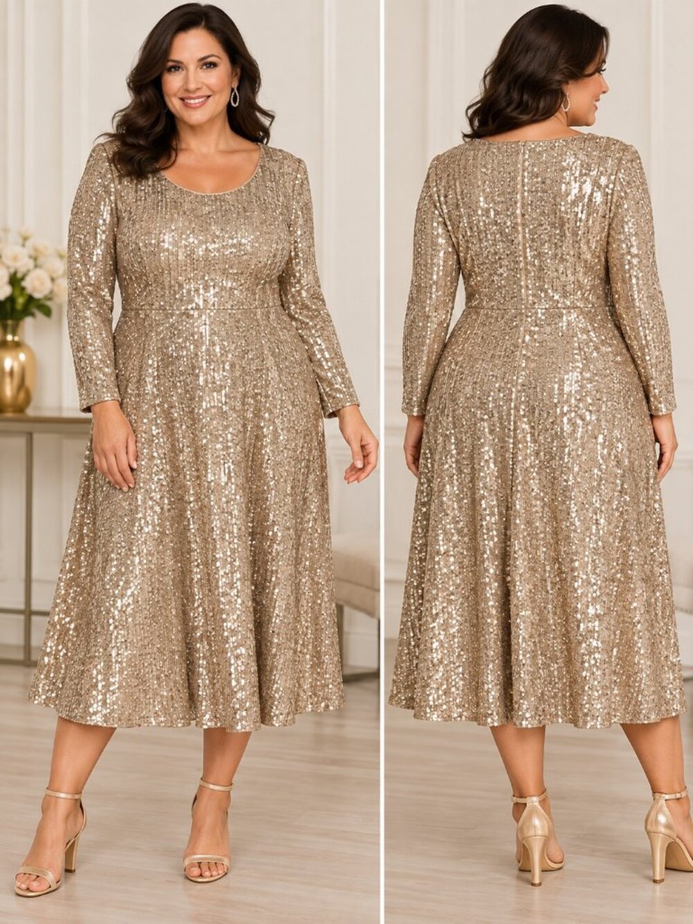 Ann Taylor Sequin Dress 18 Champagne Gold Old Hollywood Glam Holiday Cocktail NY